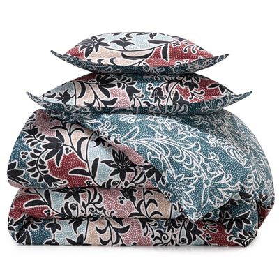 Linge de lit motif fleurs noires - BECQUET CRÉATION