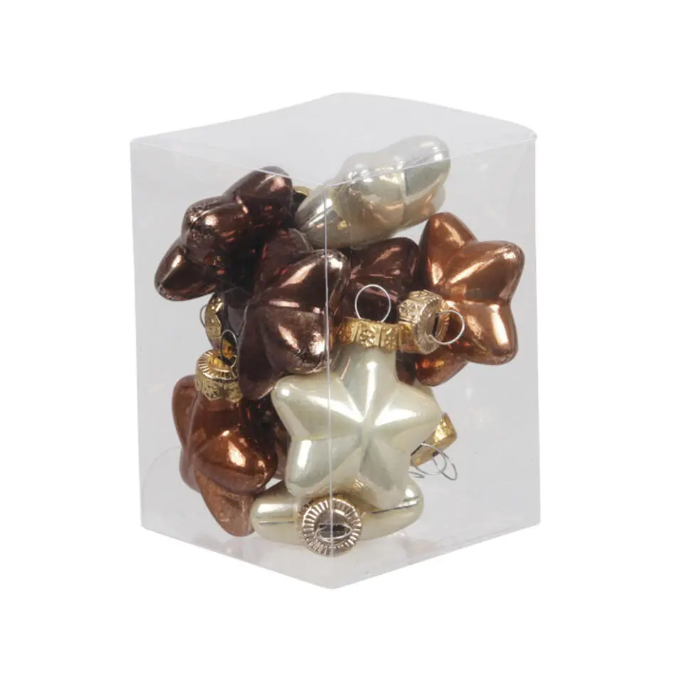 Othmar Decorations Kersthangers - sterren - 12x - bruin - 4 cm