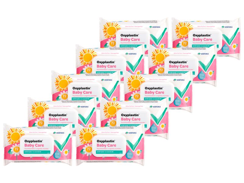 OXYPLASTIN Feuchttücher BabyCare Monatsbox 10x 72 Stk. Sanfte Reinigung und Pflege