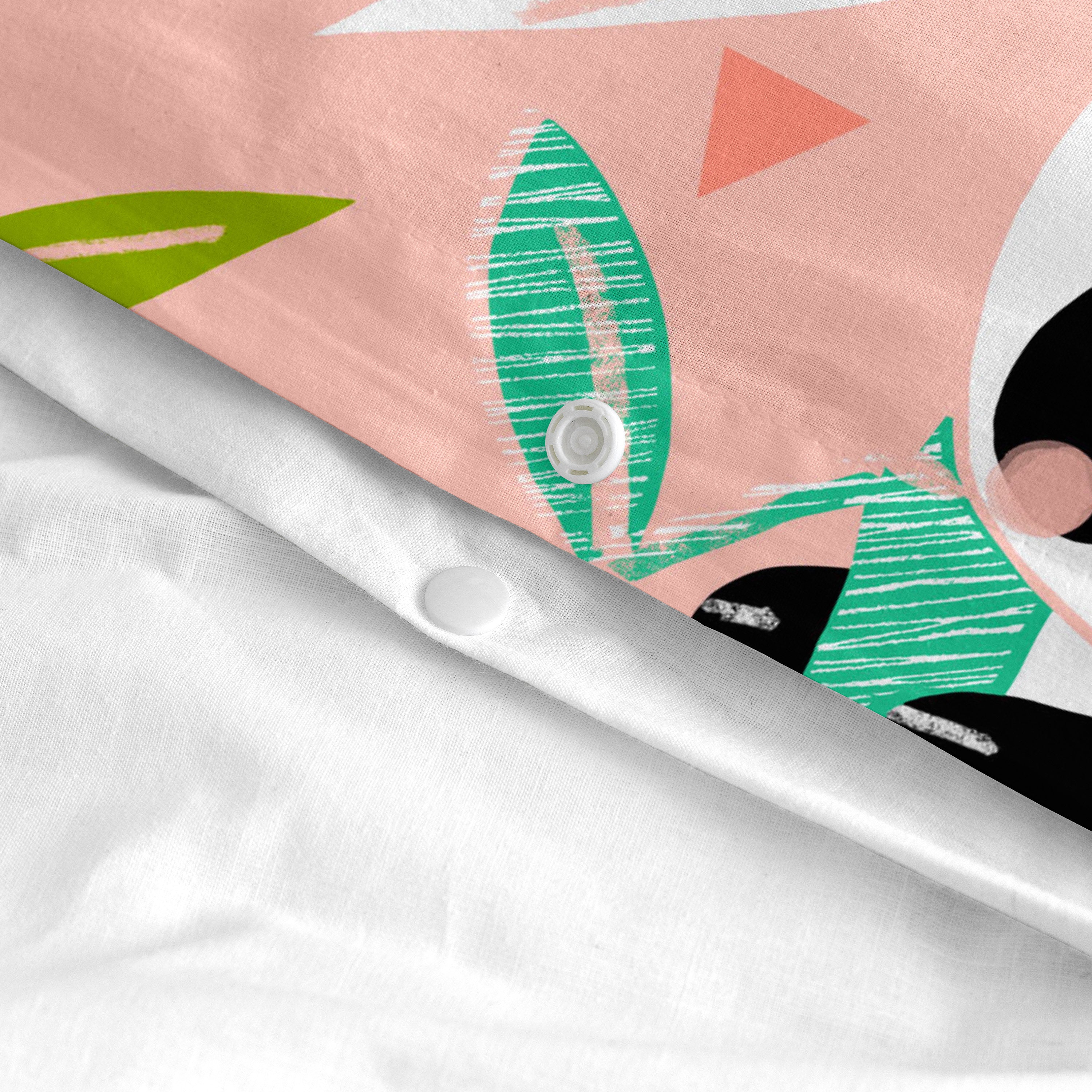 Panda garden Dekbedovertrek wieg 2-delig Moshi Moshi, Rosa, 100% katoen, de kwaliteit van 150 TC