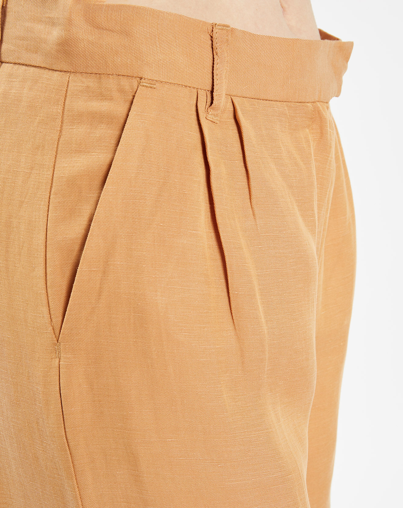 Galeries Lafayette Pantalon droit et fluide à teneur en Lin Ludwig camel