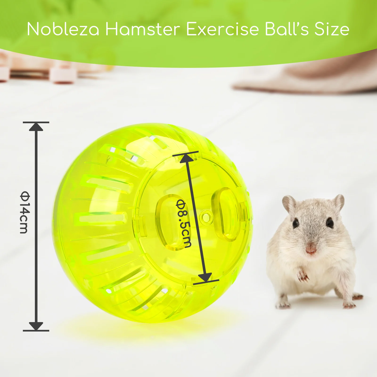 Bola de Exercícios Nobleza para Hamster, 14cm, Ideal para Corrida e Corrida. Mini Bola de Exercícios Fofa para Hamsters Anões Aliviar o Tédio e Aumentar a Atividade (M)