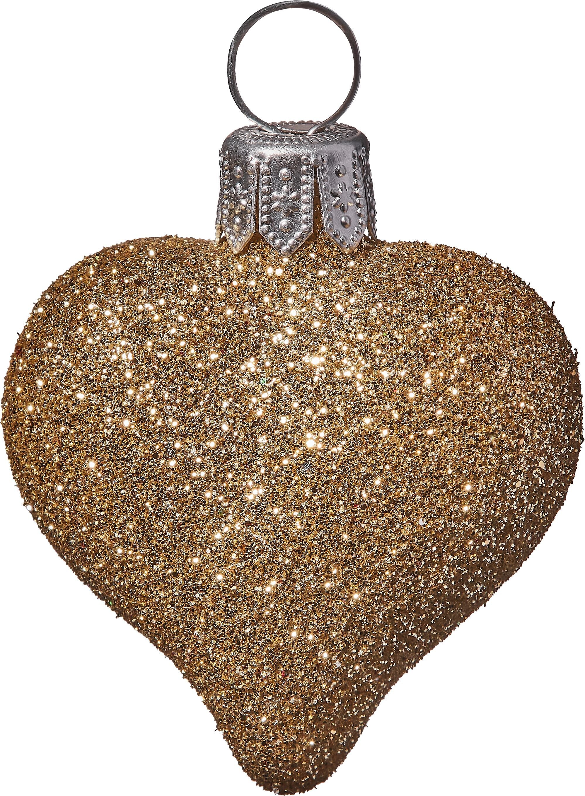 HEART Glasfigur - Gold / B: 3.0 cm
