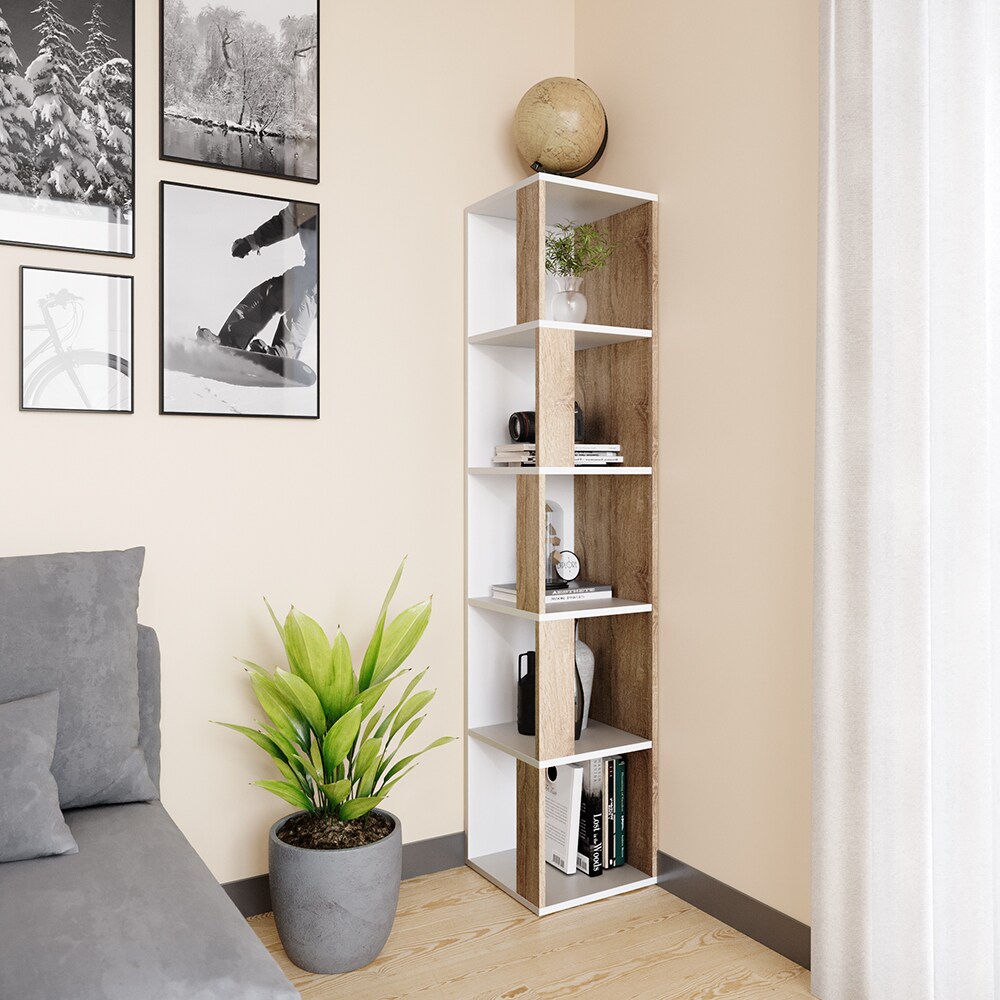 Vicco Eckregal Lio sonoma-weiß Standregal Bücherregal Wandregal Raumteiler 5 Ebenen