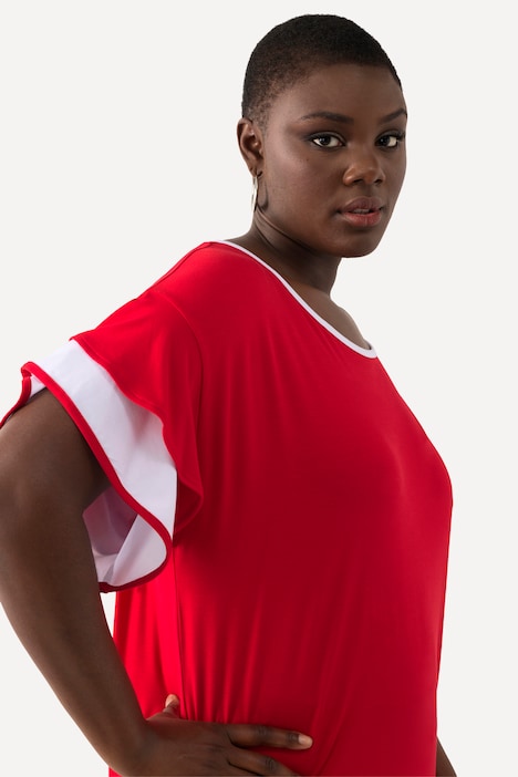 T-Shirt, Oversized, Rundhals, Volant-Halbarm