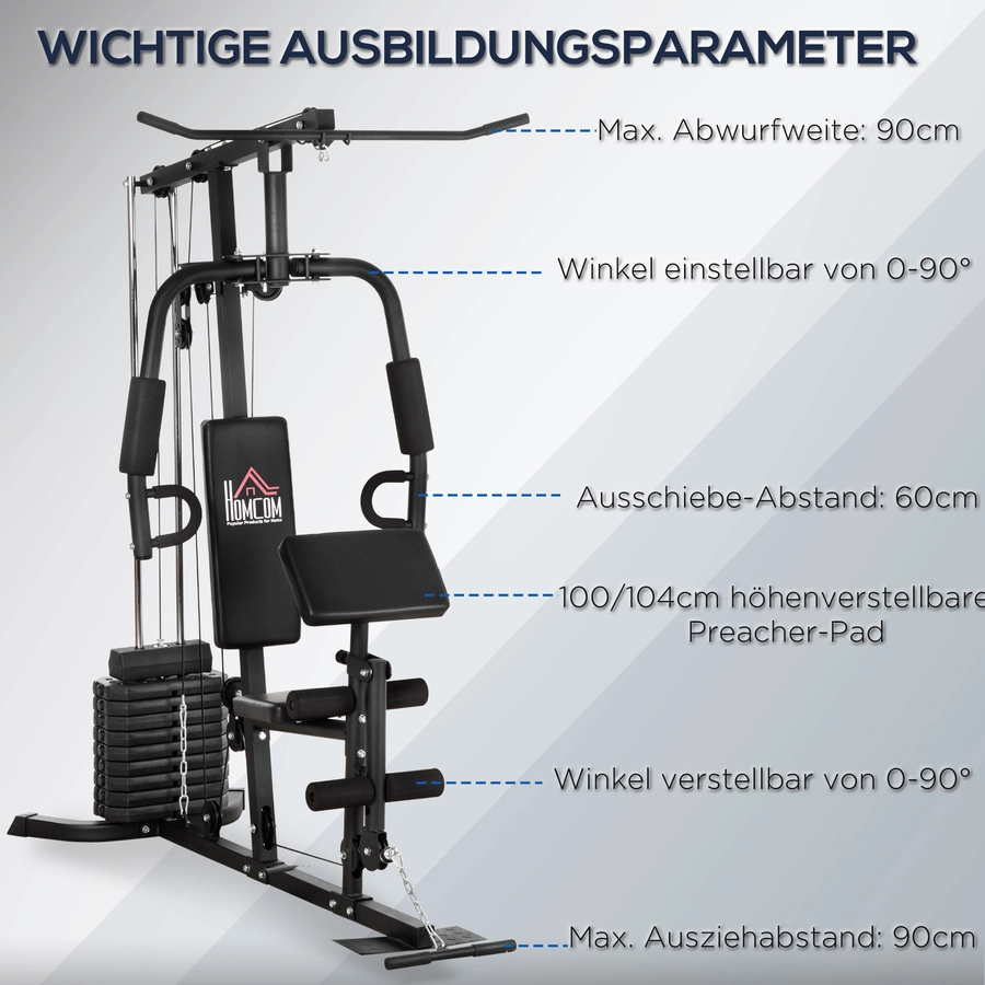 HOMCOM Kraftstation mit Gewichte schwarz