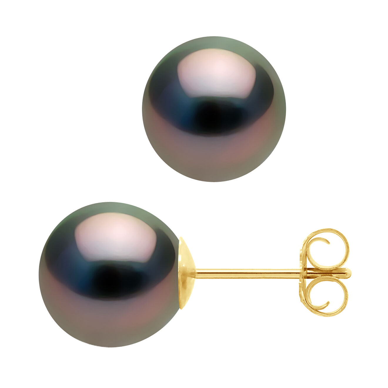 Pearl Addict Boucles d'oreilles Suzanne Or Jaune & Perles de Tahiti gris/vert