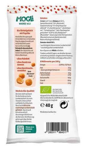 Mogli Demeter Dinkel Bällchen Paprika