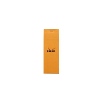 RHODIA Basics N°8 - Bloc notes - agrafé - 74 x 210 mm - 80 feuilles / 160 pages - papier blanc - petits carreaux - dos rigide - couverture orange - carton