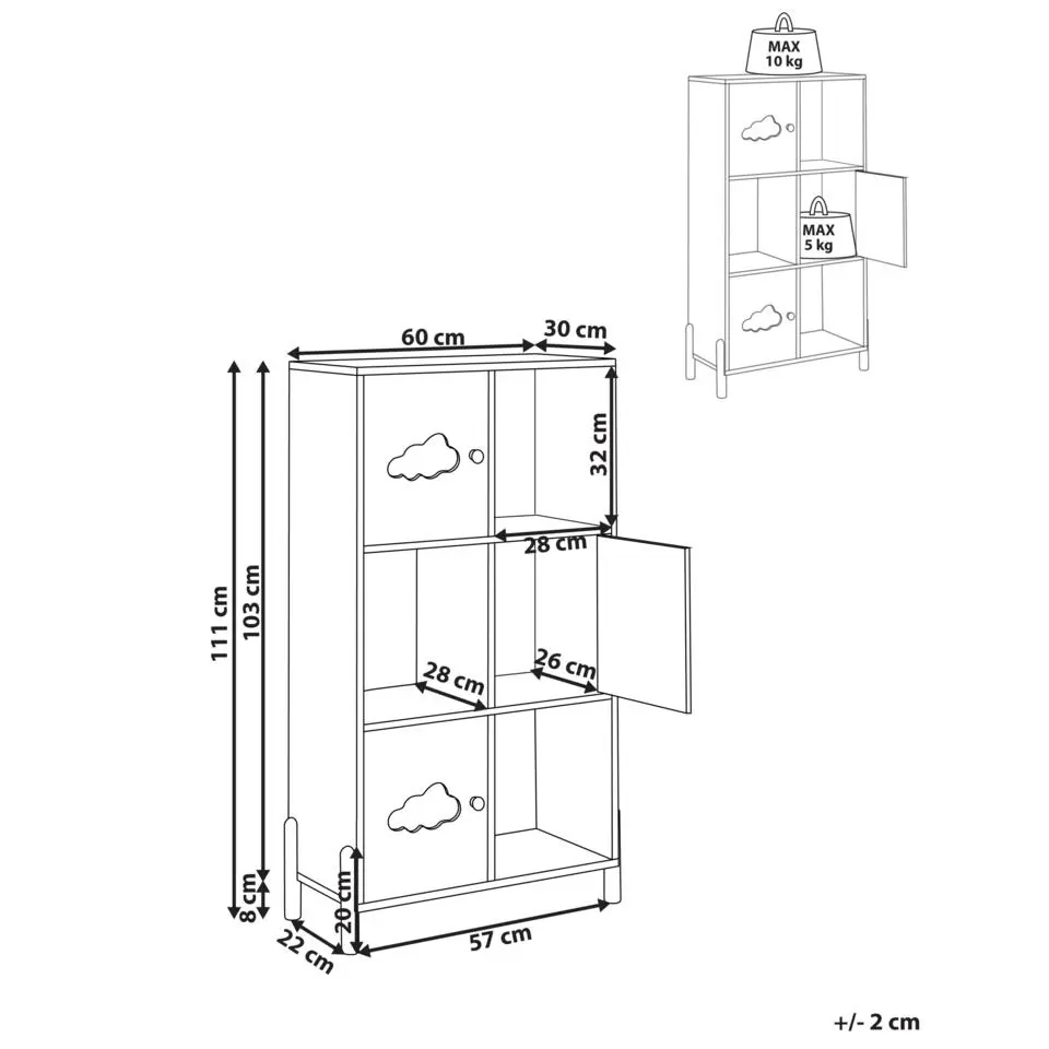 CLOUDY - Boekenkast - Wit/Lichthout - MDF