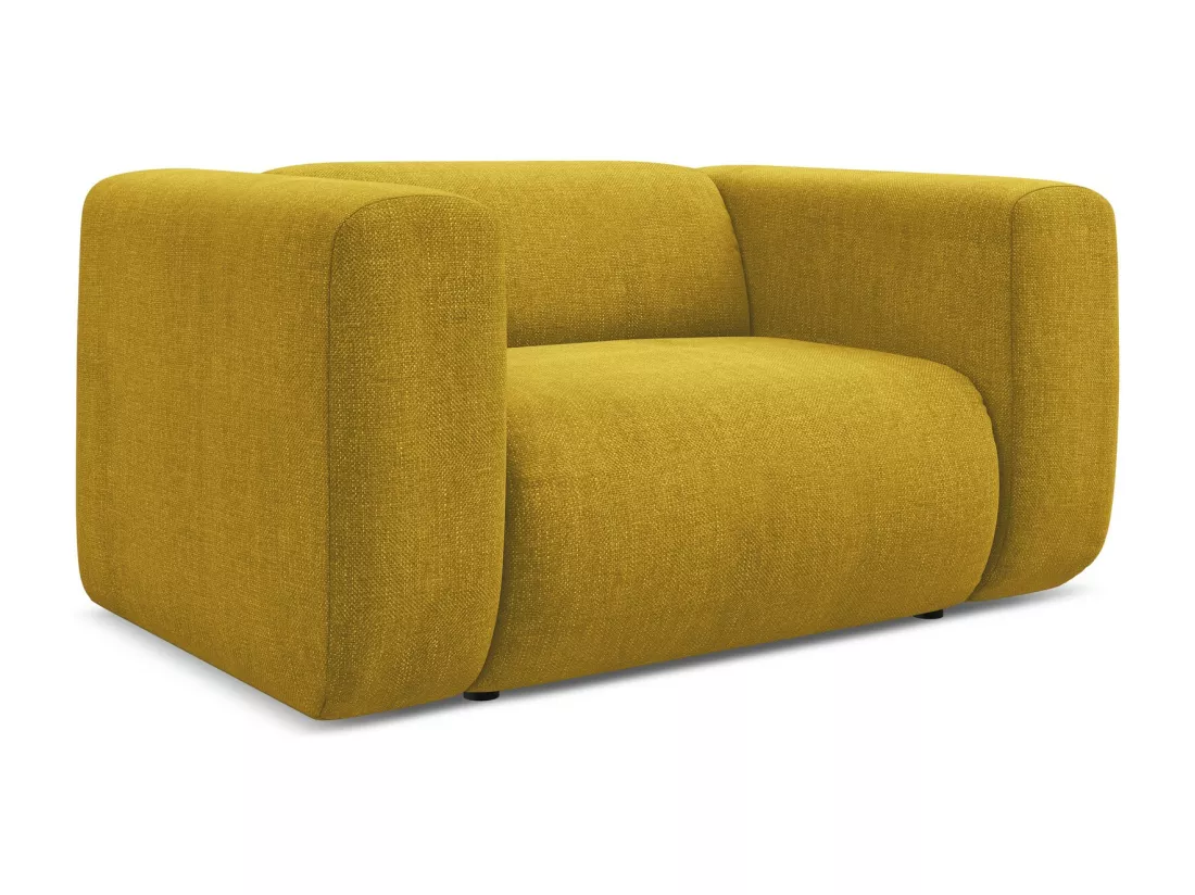 Fauteuil en tissu chenille - moutarde - EKAHI