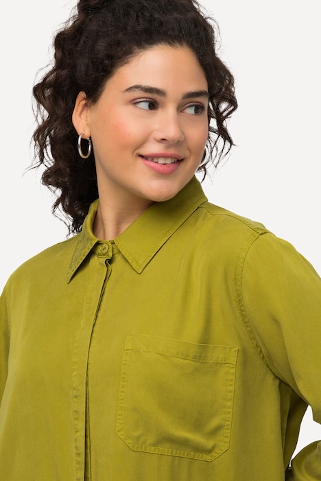 Hemdbluse, Lyocell, Quernaht, Hemdkragen, Langarm