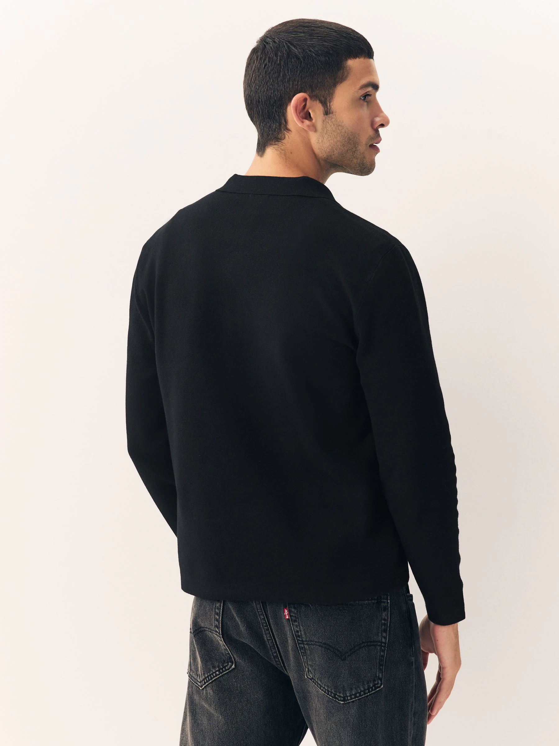 Zwart - Half met rits - Regular Fit Premium Mid Weight Long Sleeve Knit Polo Shirt