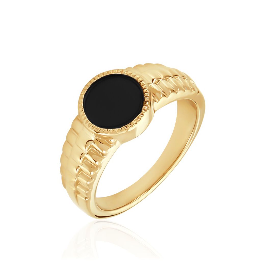 Chevalière Plaqué Or Jaune Haakon Onyx