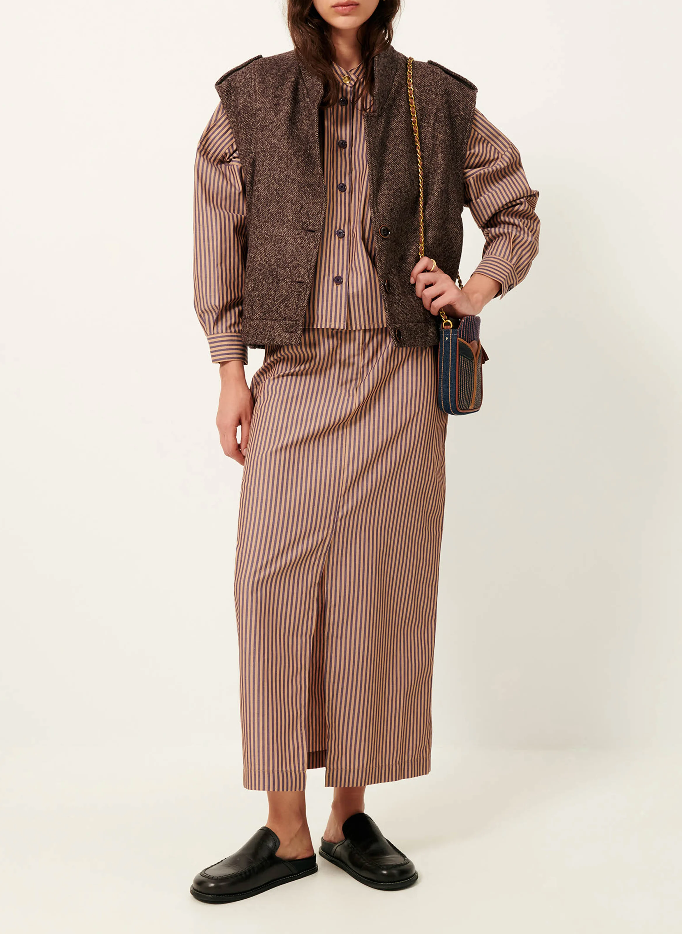 LANDIE JACK - Blouson col tailleur droite| Marron