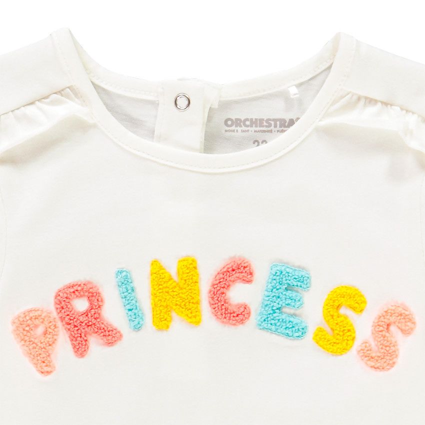 T-shirt manches longues en coton bio pour bébé fille - Ecru