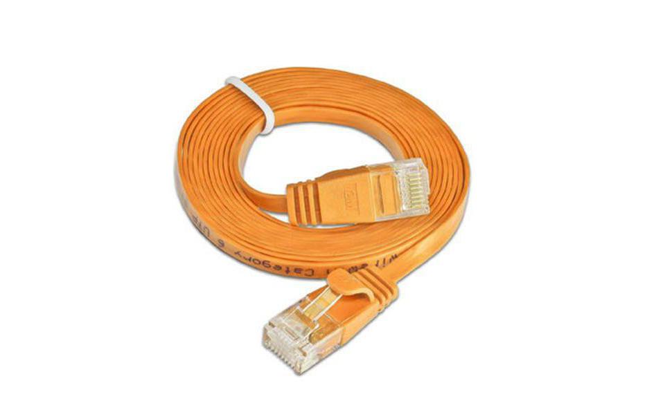 Slimpatchkabel RJ-45 - RJ-45, Cat 6, UTP, 1.5 m, OrangeUnscreened/Unshielded Twisted-Pair-Kabel (UTP) mit Klinkenschutz