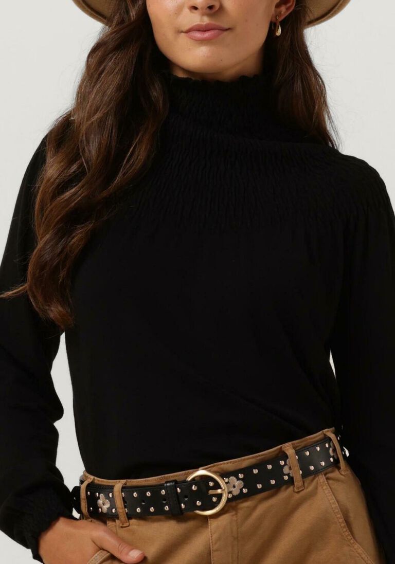 SUMMUM zwarte summum  smocked sweater basic knit