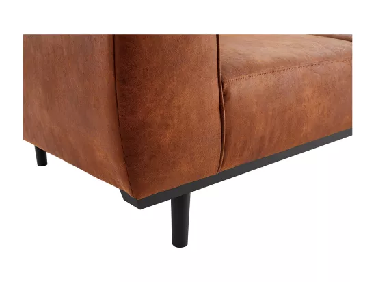 Canapé design 2-3 places en cuir aspect vieilli marron cognac MORRIS