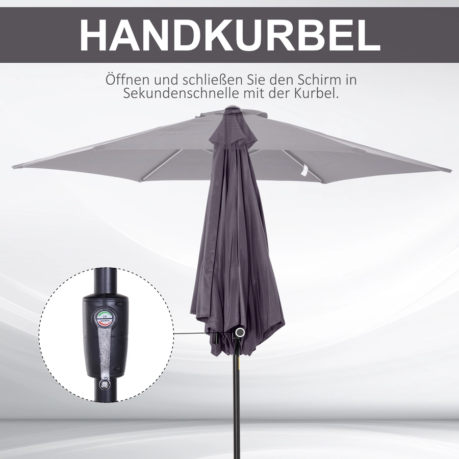 Outsunny Sonnenschirm mit Handkurbel dunkelgrau