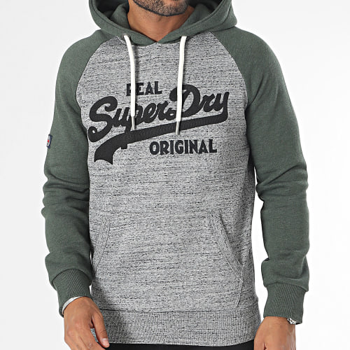 Sweat Capuche Athletic Vintage Logo M2013128A Gris Chiné Vert