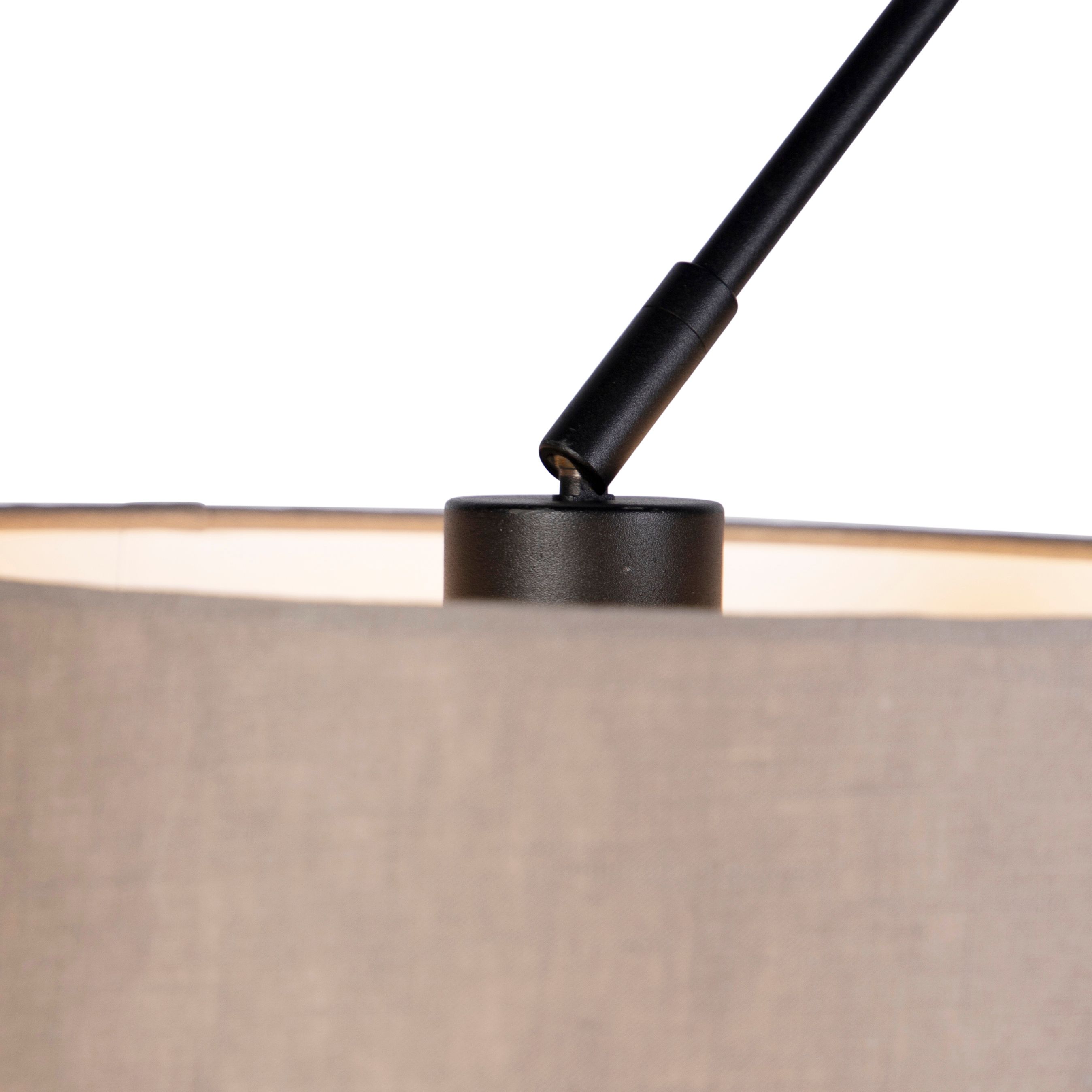 Hanglamp zwart met linnen kappen taupe 35 cm 2-lichts - Blitz