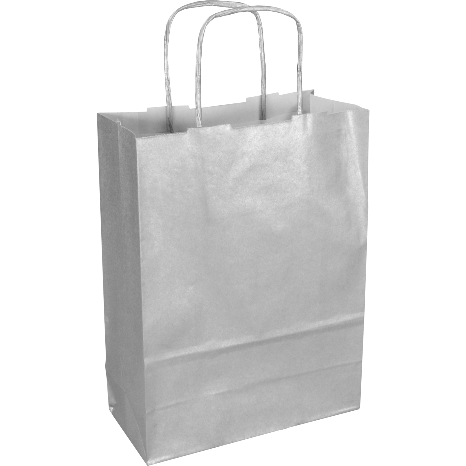 Tas, Kraftpapier, gedraaid papieren koord, 18x 8x22cm, draagtas, zilver