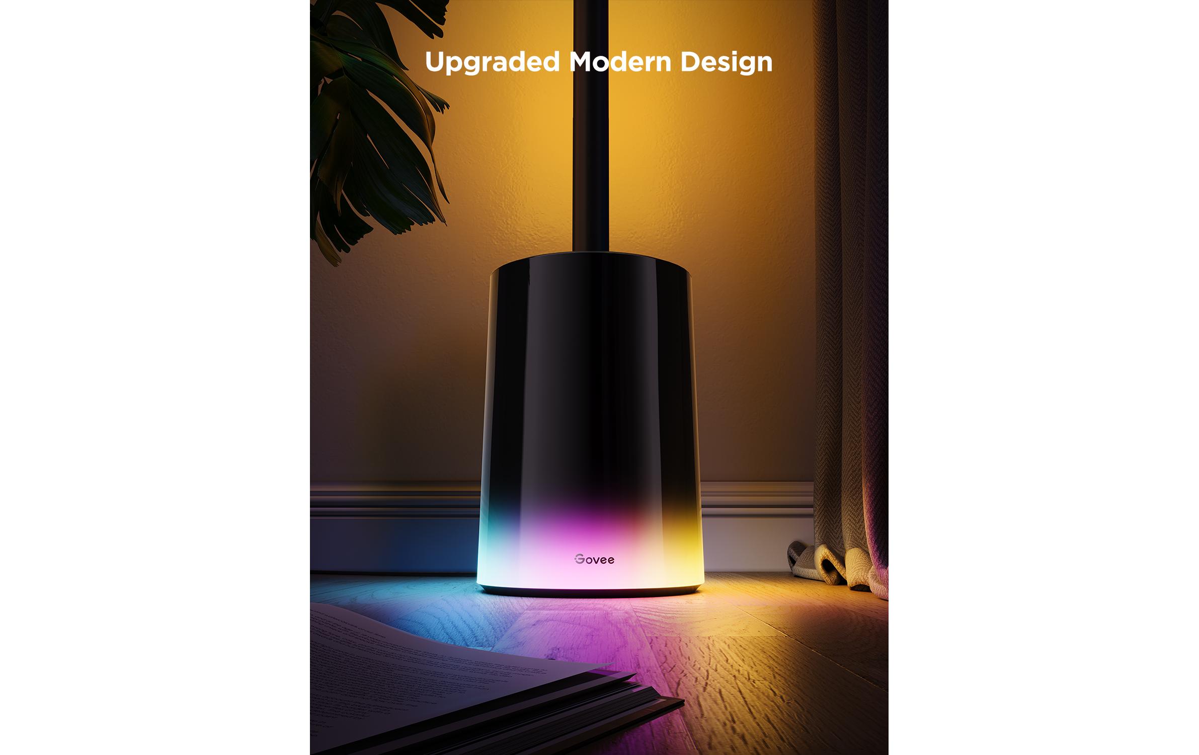 Eck-Stehleuchte, Schwarz, Matter, RGBICWW, 1500 lm<br>Smarte Stehleuchte im modernem Design