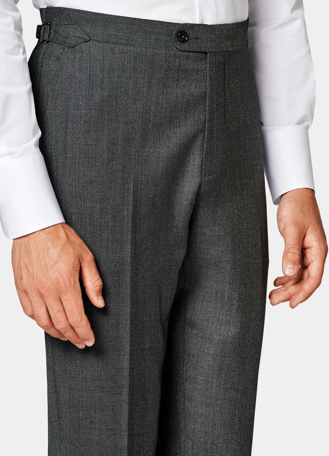Pantalon de costume Slim Leg Straight gris foncé œil-de-perdrix