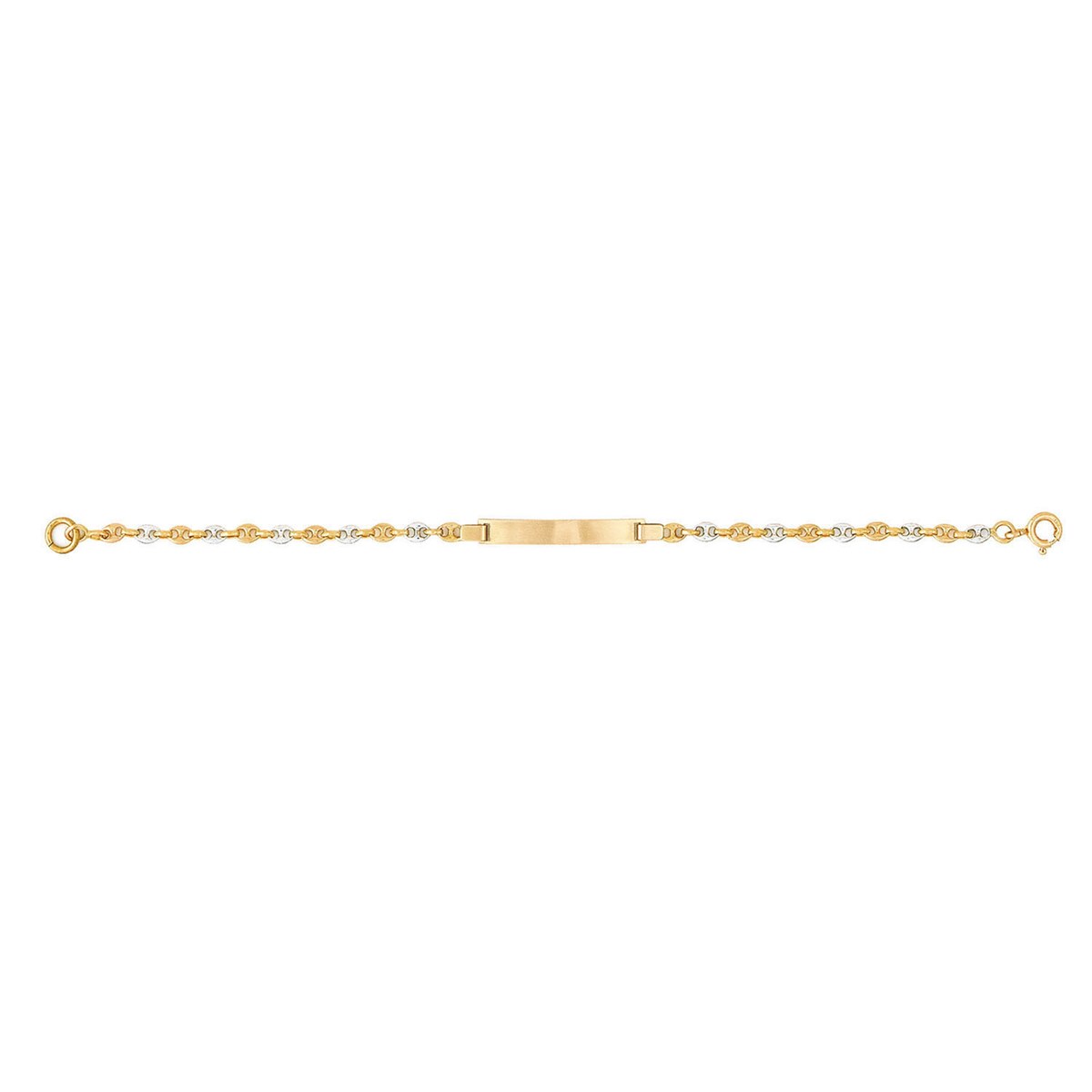 Identité bébé grain de café or 18 carats bicolore