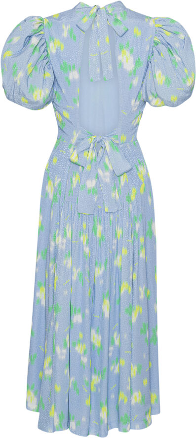 ROTATE Birger Christensen Jacquard Puffy Dress Placid blue comb.