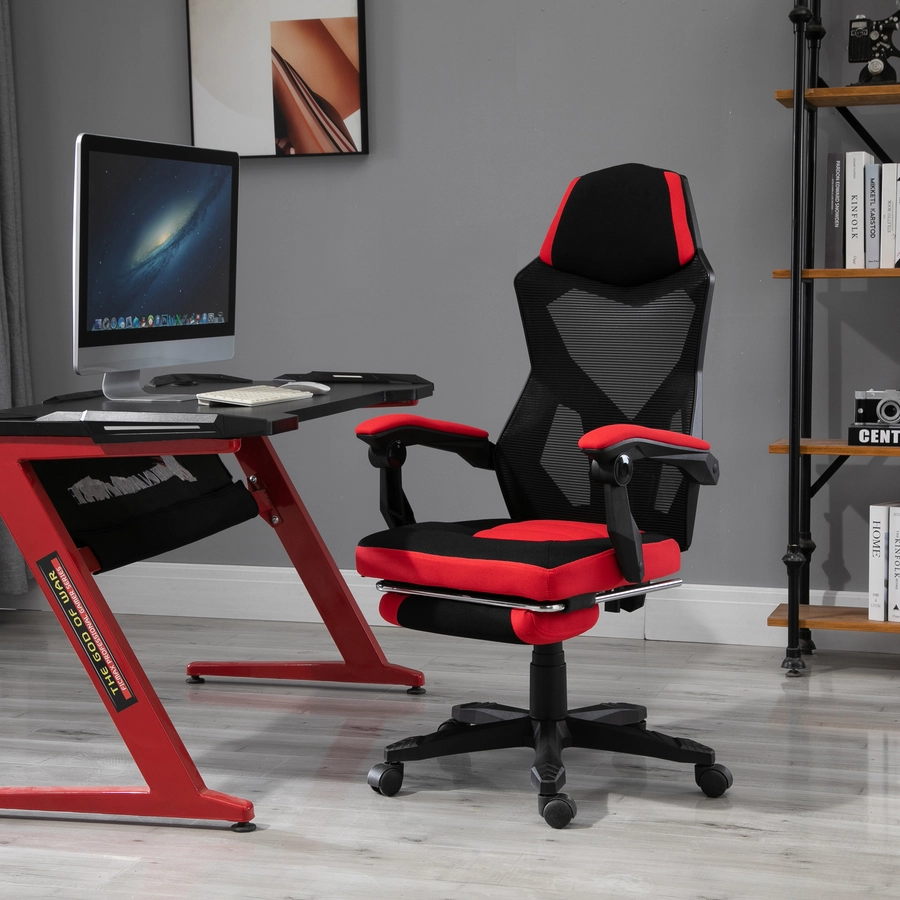 Vinsetto Gamingstuhl mit Fußstütze schwarz, rot