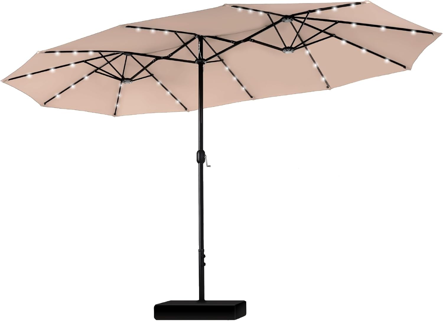 PHI VILLA Sonnenschirm Rechteckig mit Ständer Groß 450×270cm für Garten Terrasse Gartenschirm mit LED Kurbel UV Schutz Parasol Windfest