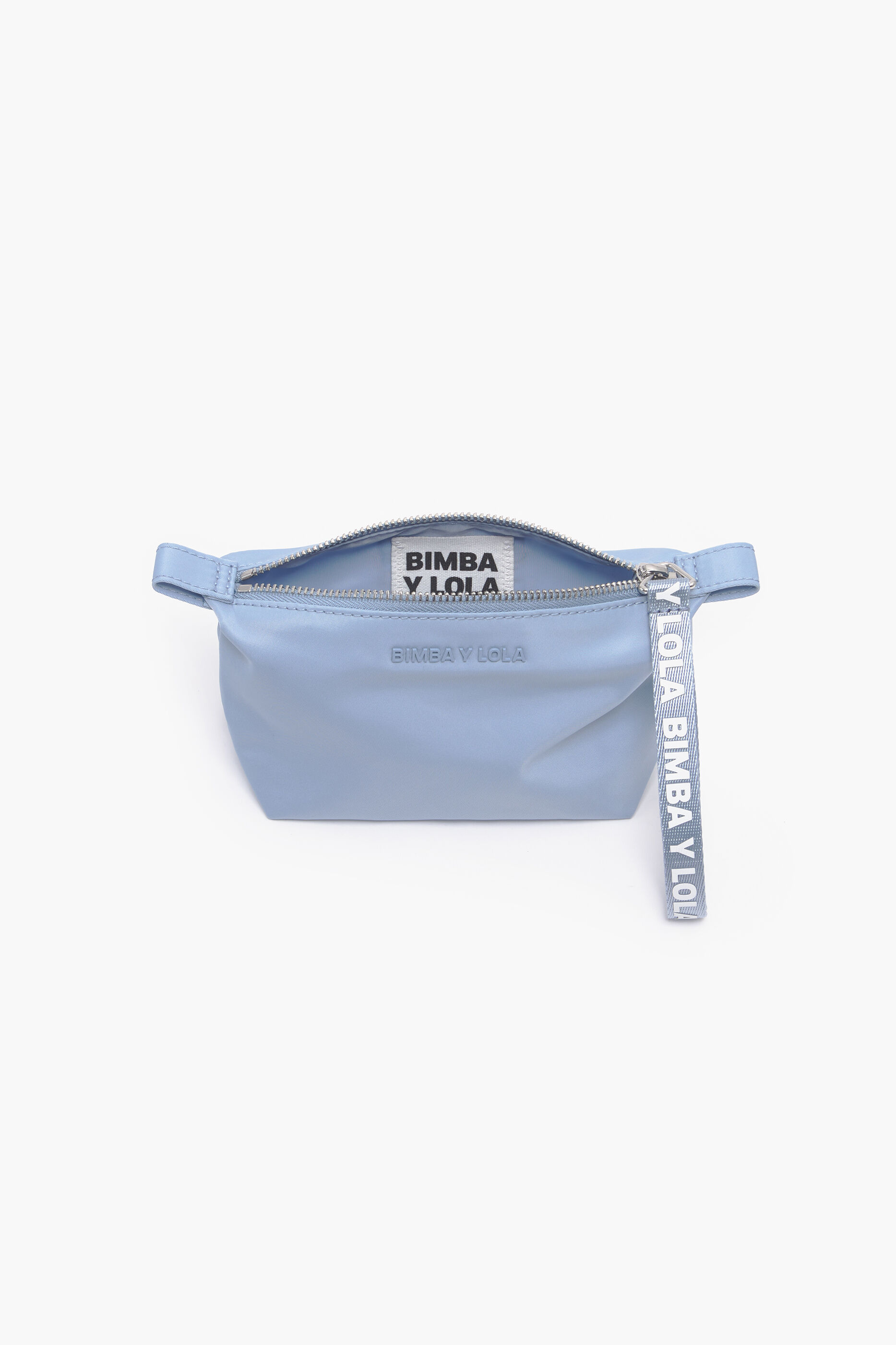 Nécessaire trapezoidal de nylon azul, tamanho P