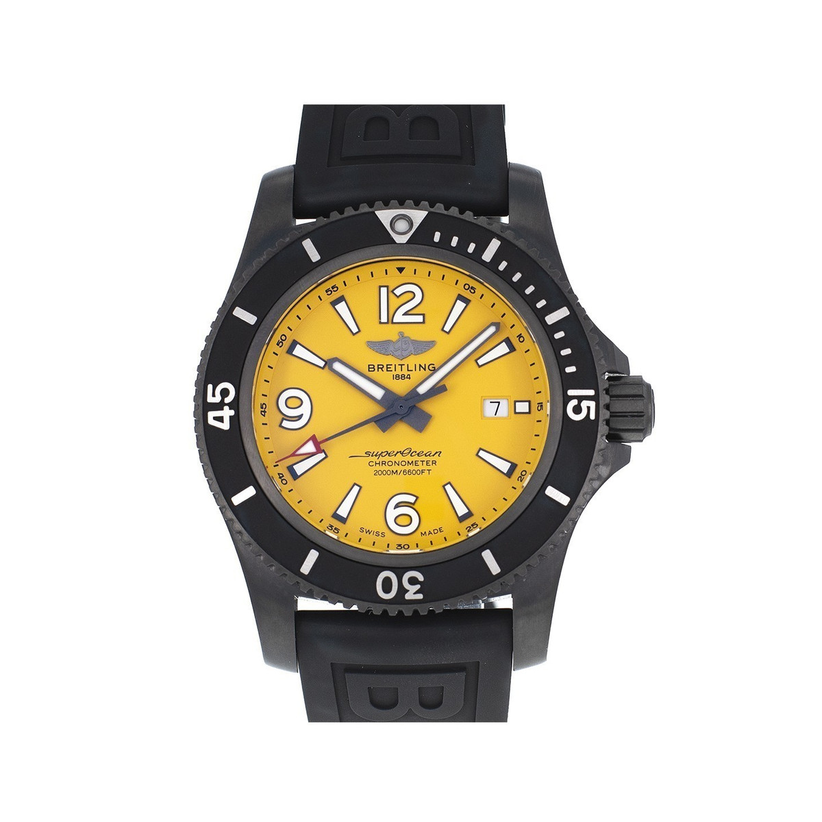 Montre d'occasion Breitling SuperOcean homme automatique acier bracelet caoutchouc noir