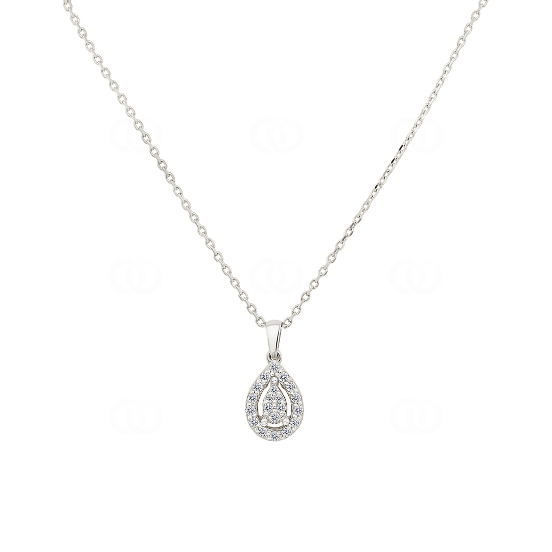 Collier mit Anhänger 750/18 K Weissgold mit Diamanten 0.16 ct H/si