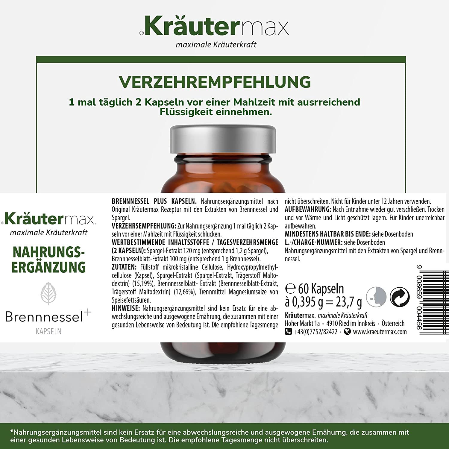 Kräutermax Brennnessel plus Spargel Kapseln