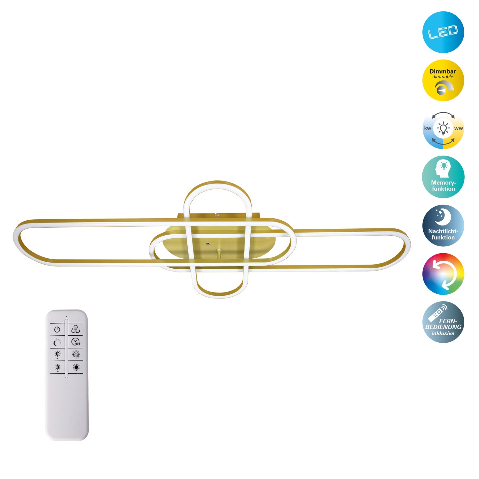 LED-Deckenleuchte CARLON - gold - dimmbar