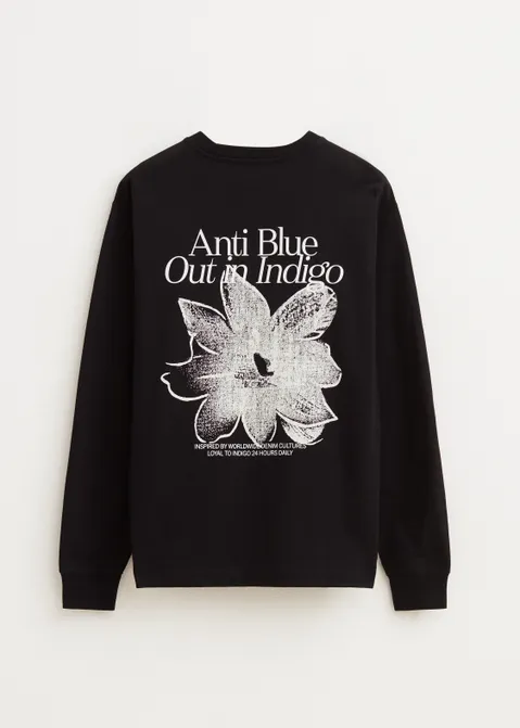 T-shirt met print indigo zwart (ZWART)