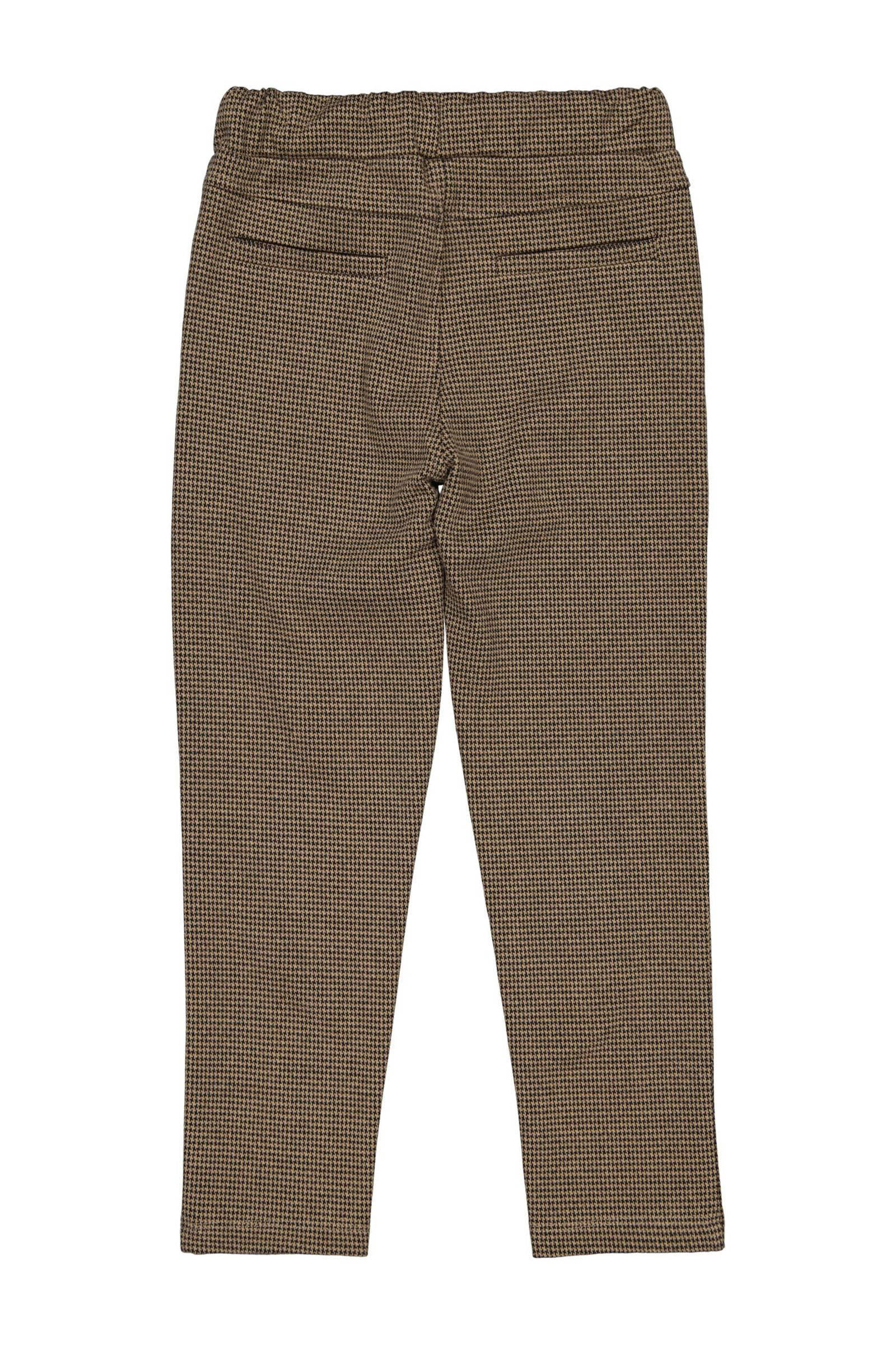 Quapi regular fit broek DARIUS met pied-de-poule beige/zwart