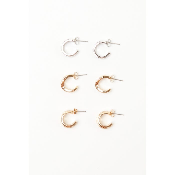 Veritas-Set 3 paar hoops ribbel