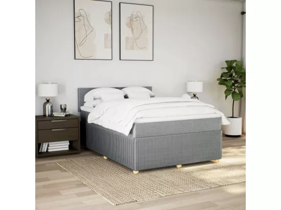 Sommier à lattes de lit avec matelas Gris clair 140x190cm Tissu