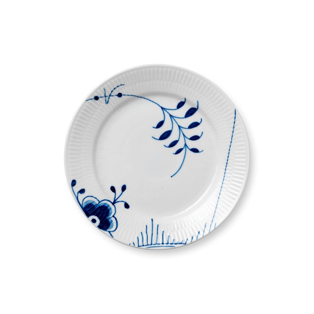 Royal Copenhagen  Blå Mega riflet tallerken, deko 2 - 19 cm.