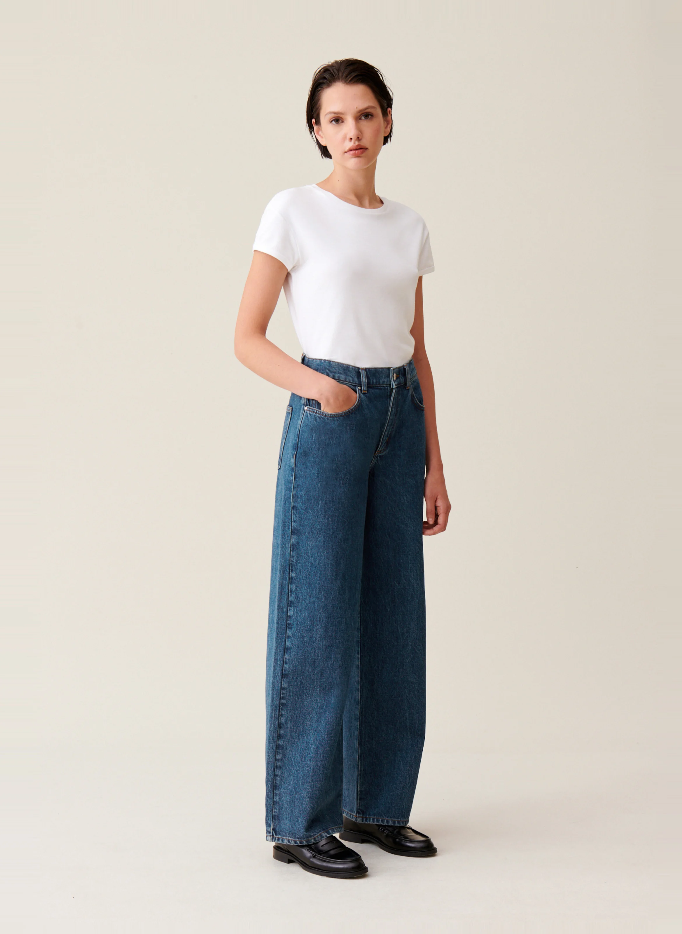 Jean large en coton | Bleu