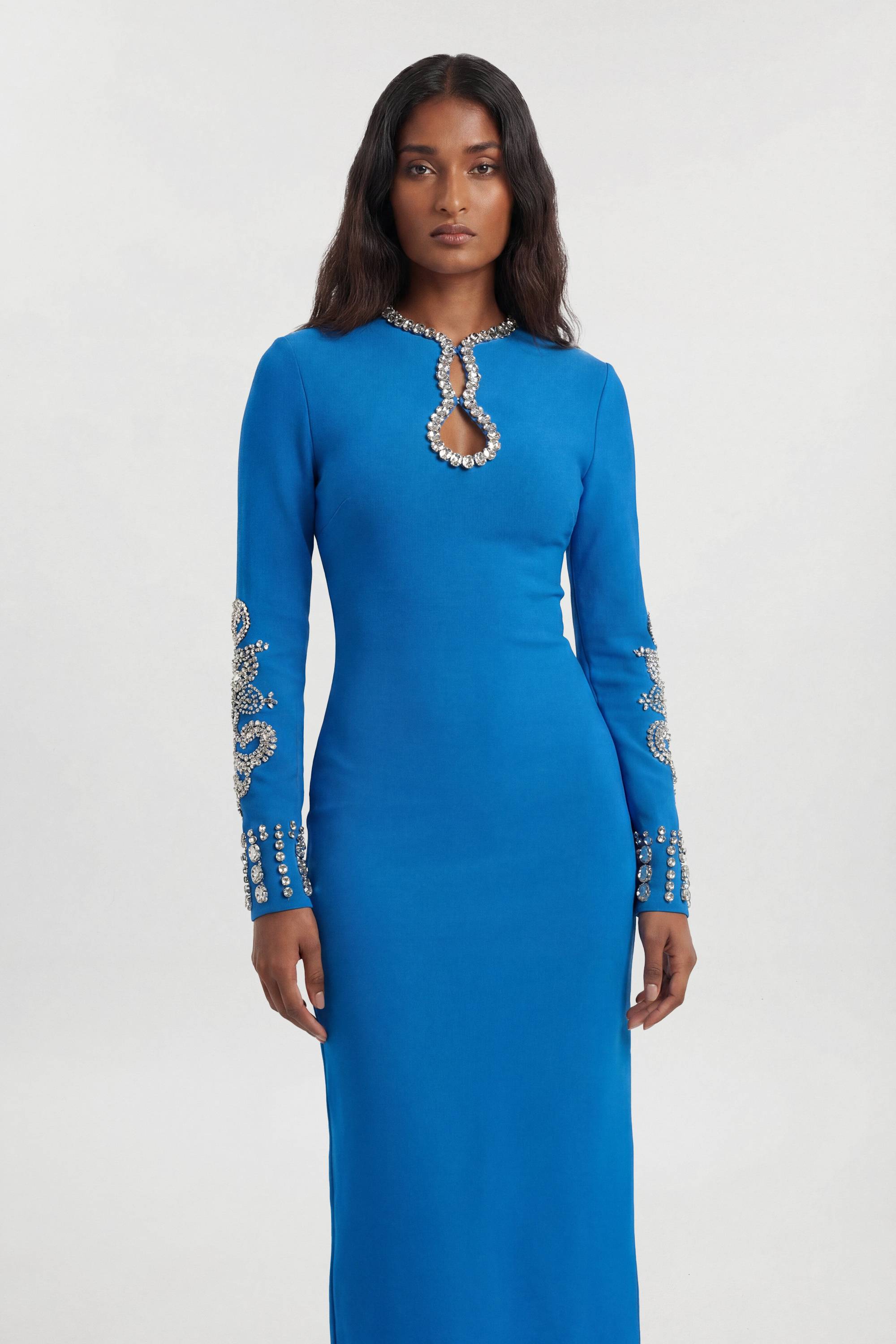 KarenMillen Robe Midi Moulante En Maille Bandage À Manches Larges Ornées