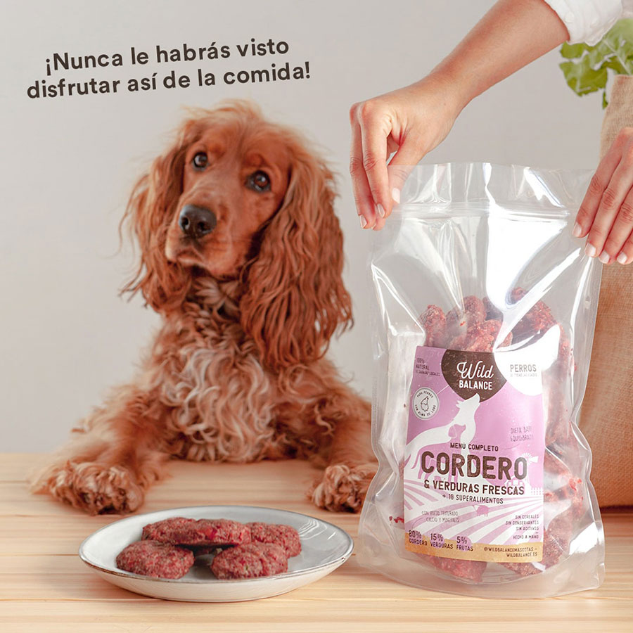 Pacote completo de dieta BARF para cães, sabor cordeiro.