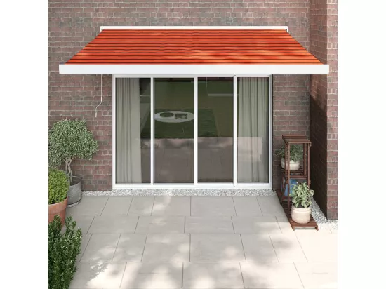 Auvent rétractable orange et marron 3x2,5 m tissu et aluminium