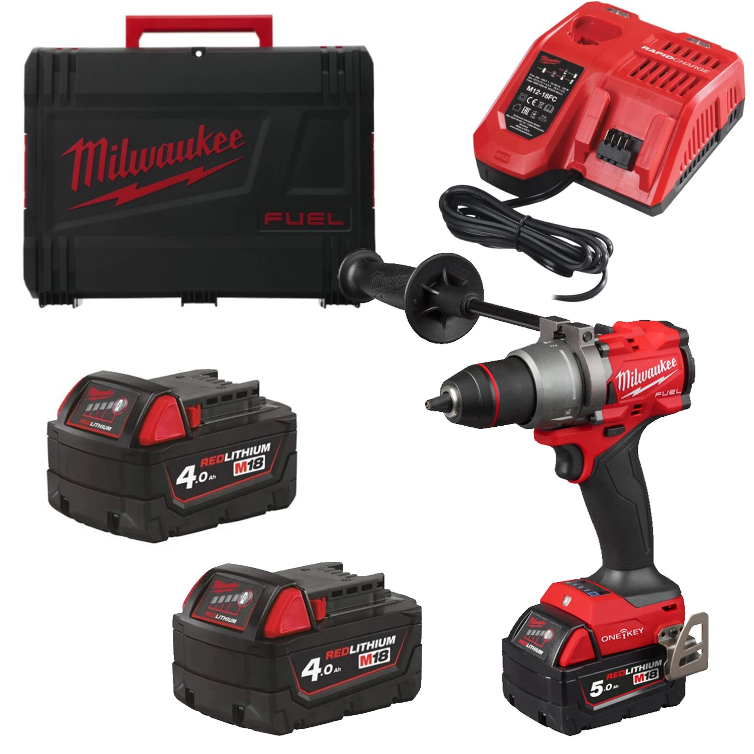 Milwaukee M18 ONEDD3-502X 18V Li-ion accu Schroefboormachine set (2x 5Ah accu) in HD box - 158Nm