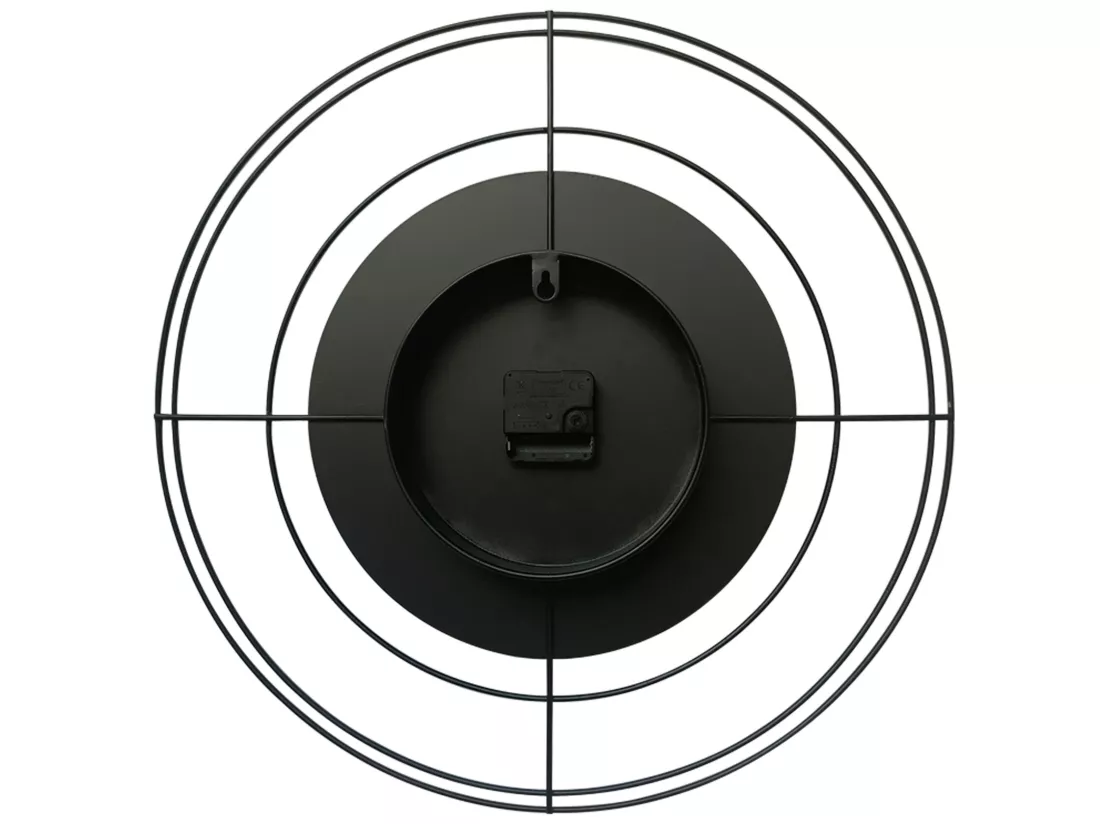 Grande Horloge Murale Analogique en Métal Noir 50 cm
