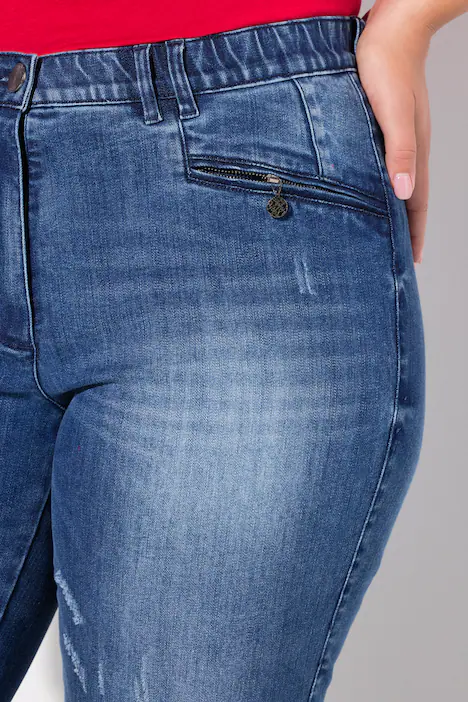 Jeans Mony, Vintage Look, konisches Bein, Stretch, dark blue denim
